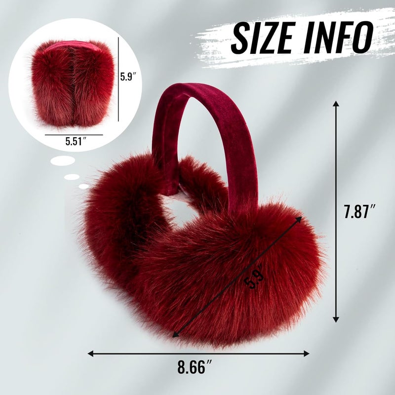 FSTEOE Women Winter Ear Muffs Foldable Girl Ear Warmer Fashion Furry Earmuff Soft Ear Cover Cold Weather - Image 3